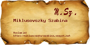 Miklusovszky Szabina névjegykártya